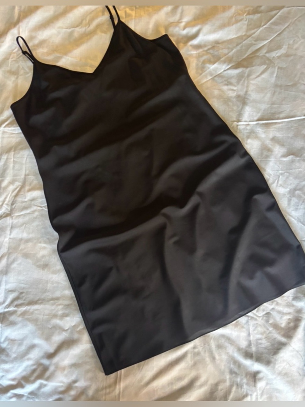 Diane Von Furstenberg Black Satin Midi Slip Dress